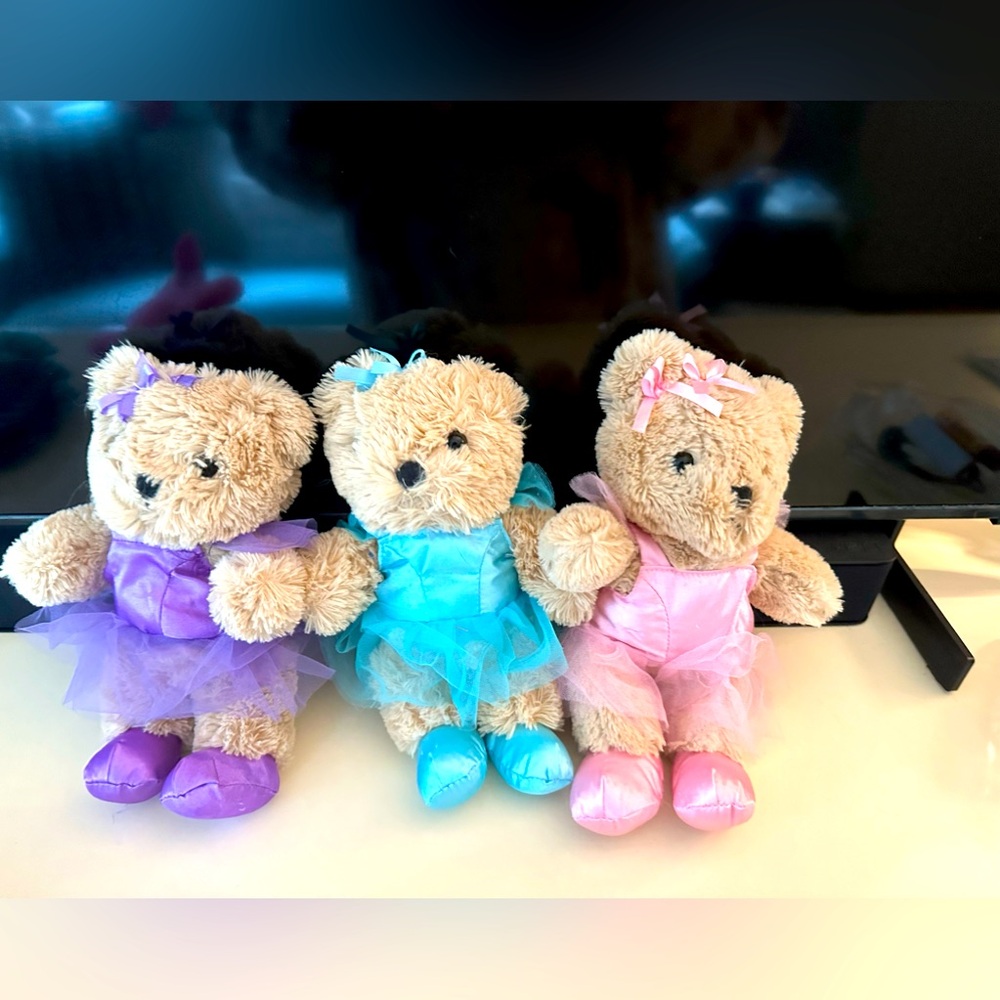 NWOT Pink, Purple or Blue Ballerina Bear 10” PLUSH Teddy In Tutu Recital Ballet